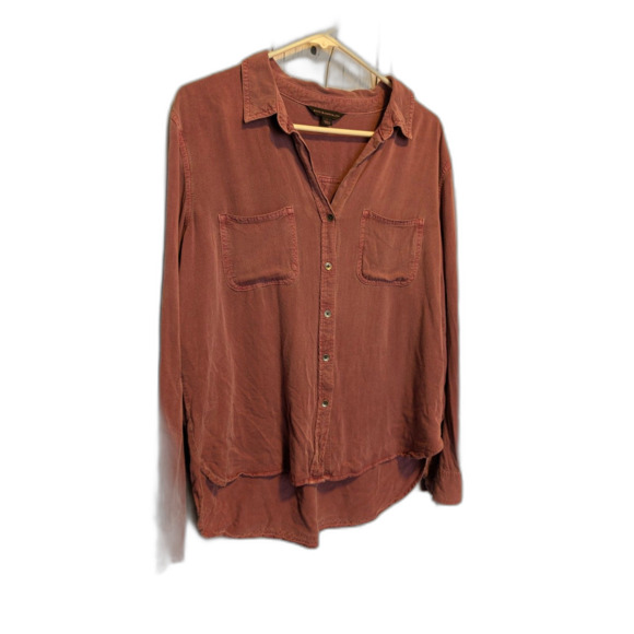 Rock & Republic L/S Button Up Women's Shirt Sz L Edgy Grunge Alt Punk Layering - Picture 2 of 5